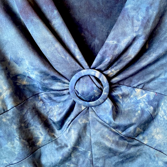 Vintage 90s Light Tie Dye Long Sleeve Dark Blue Top - Picture 3 of 6